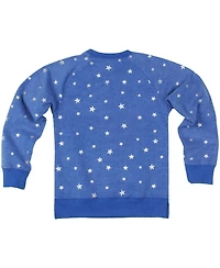 Wes & Willy Big Girls Royal Buffalo Bills Shimmer Star Reverse Fleece Pullover Sweatshirt