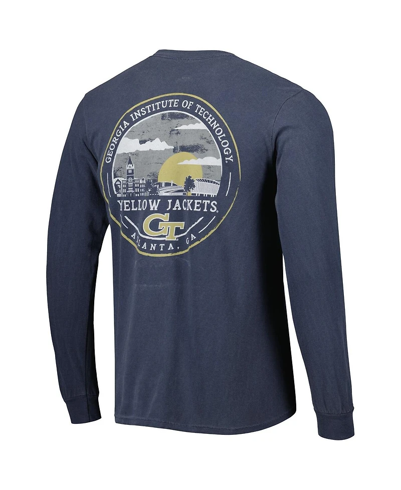 Image One Men's Navy Georgia Tech Yellow Jackets Circle Campus Scene Long Sleeve T-Shirt