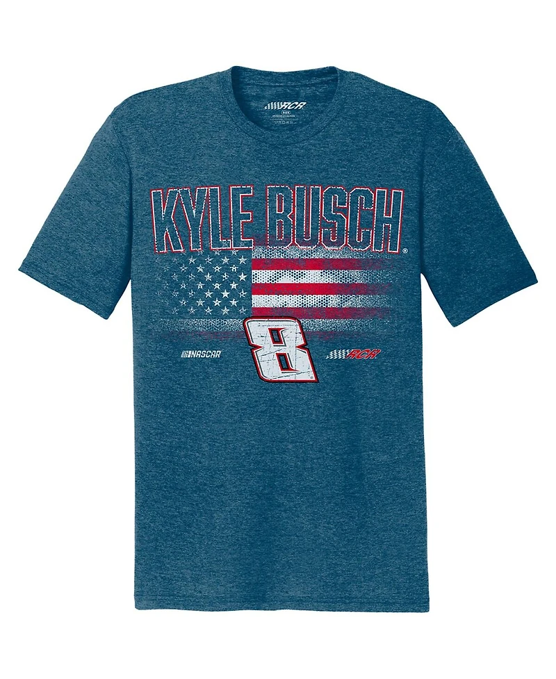 Richard Childress Racing Team Collection Men's Heather Blue Kyle Busch Flag Tri-Blend T-Shirt