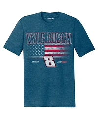 Richard Childress Racing Team Collection Men's Heather Blue Kyle Busch Flag Tri-Blend T-Shirt