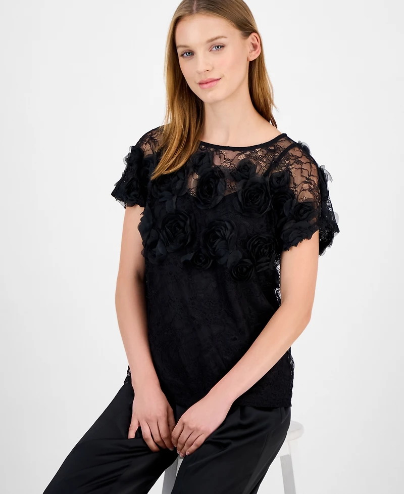 Anne Klein Women's Bateau-Neck Rosette-Detail Top