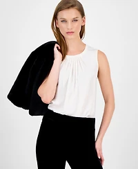 Anne Klein Women's Sleeveless Pleated-Neck Blouse