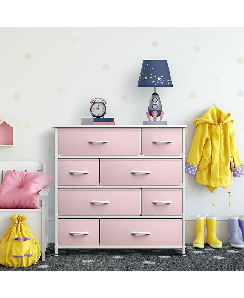 Sorbus Dresser with 8 Drawers - Storage Chest Organizer Steel Frame, Wood Top, Handles, Fabric Bins
