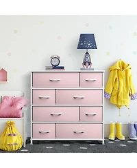 Sorbus Dresser with 8 Drawers - Storage Chest Organizer Steel Frame, Wood Top, Handles, Fabric Bins