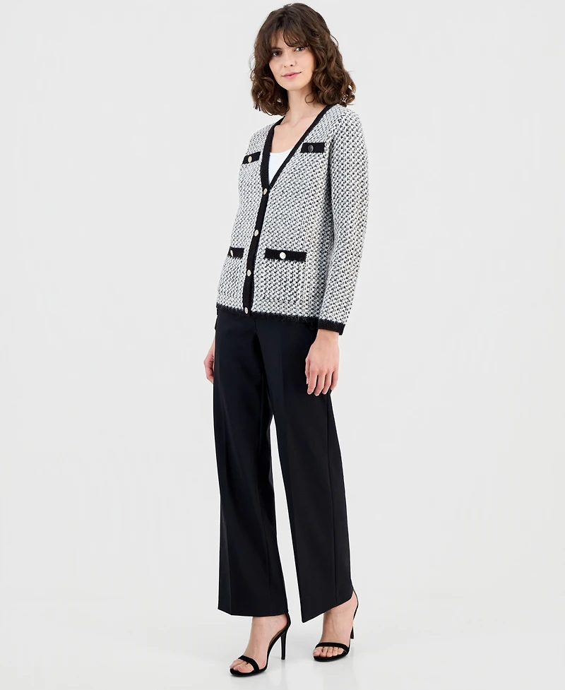 Anne Klein Women's Contrast-Trim Knit Cardigan