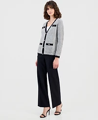 Anne Klein Women's Contrast-Trim Knit Cardigan