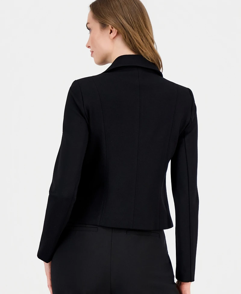 Anne Klein Women's Notched Collar Knit Moto Jacket