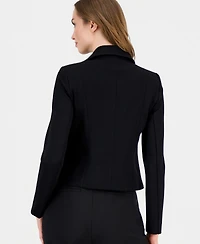 Anne Klein Women's Notched Collar Knit Moto Jacket