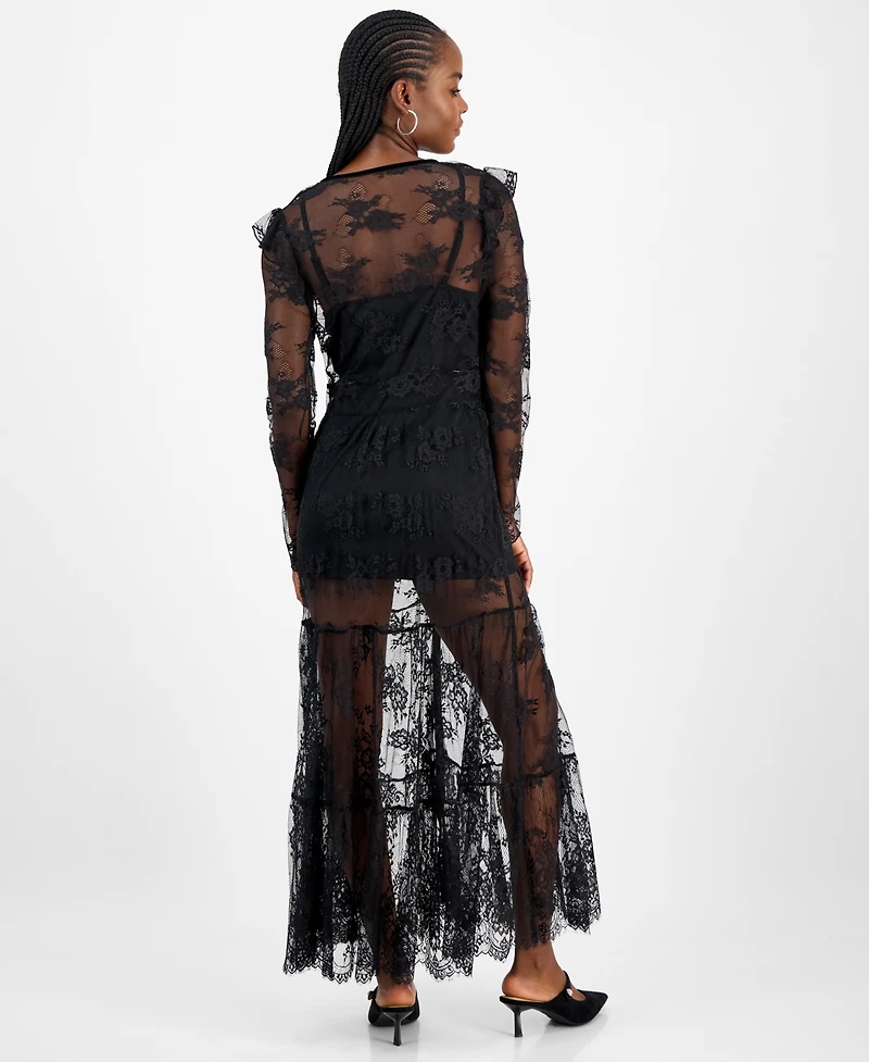 And Now This Women's Lace Velvet-Trim Maxi Dress, Macy's Exclusive