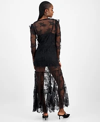 And Now This Women's Lace Velvet-Trim Maxi Dress, Macy's Exclusive
