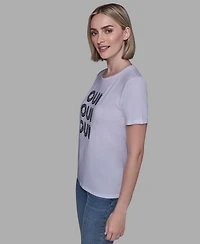 Karl Lagerfeld Paris Women's Oui X3 Logo Detail T-shirt