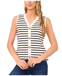 CeCe Women's V-Neck Sleeveless Button Up Cardigan