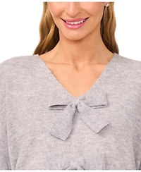 CeCe Women's Bow Detail V-Neck Sweater