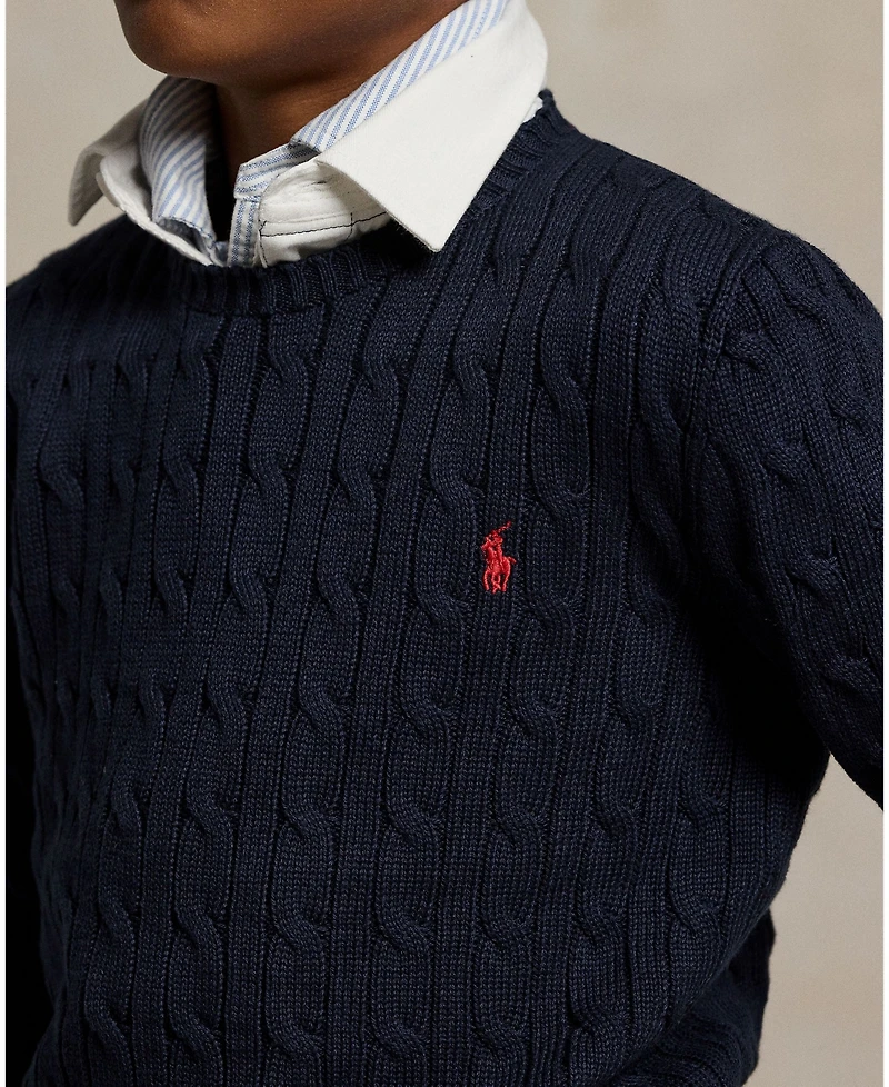 Polo Ralph Lauren Big Boys Cable- Knit Crewneck Sweater