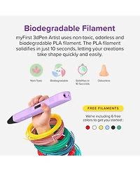 myFirst 3D Pen Artist - Printing Pen with 6 Pcl Filament Colors, Stencil Book, Charger