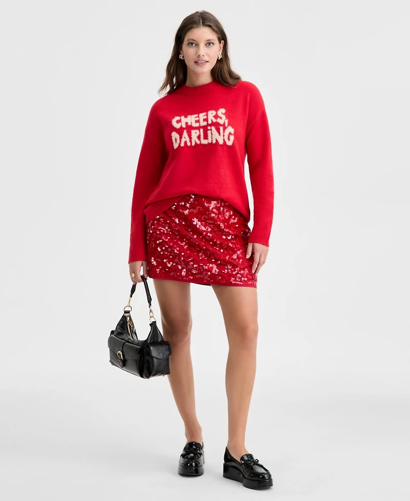 On 34th Women's Cheers Darling Crewneck Sweater, Macy's Exclusive