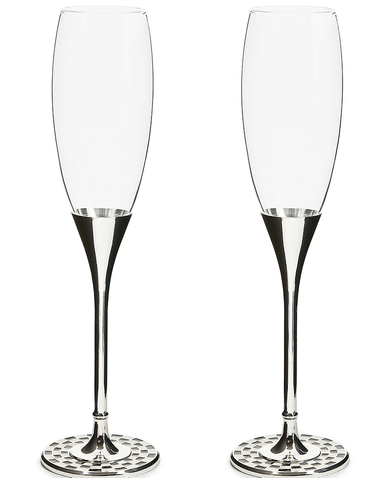 MacKenzie-Childs Celebrate Courtly Toasting Flutes, Set of 2