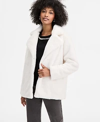 On 34th Women's Woven Sketchy Leopard-Print Faux-Fur Coat, Macy's Exclusive