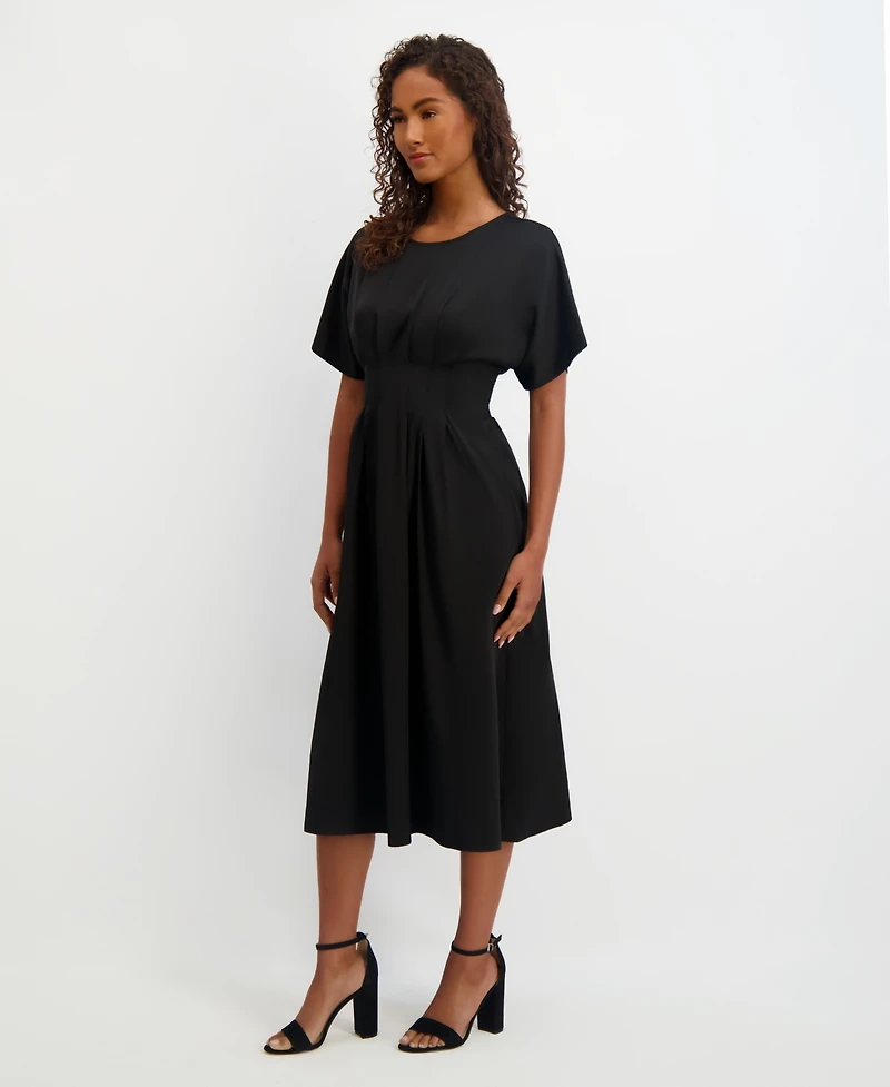 kensie Women's Dolman-Sleeve Cinched-Waist Midi Dress