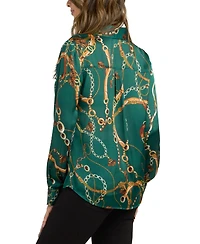Bcx Women's Printed Collared Top