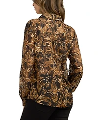 Bcx Women's Jacquard Burnout Print Top