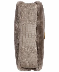 Donna Karan New York Percale Faux Fur Small Shoulder Bag