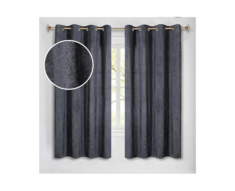 Superior Noor Chenille Semi-Blackout Machine Washable Curtains, Set of 2 Panels
