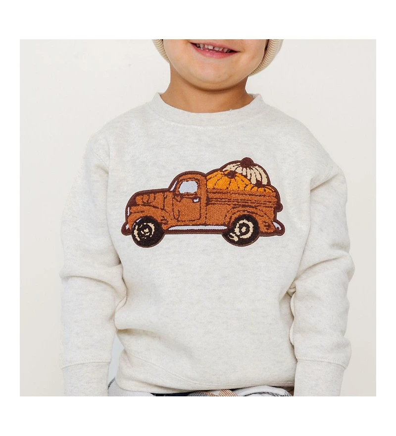 Sweet Wink Little and Big Boys Fall Truck Patch Sweatshirt
