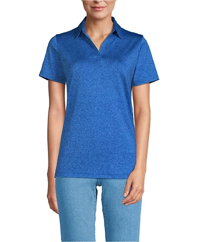 Lands' End Women's Rapid Dry Short Sleeve Space Dye Sport Neck Polo Shirt