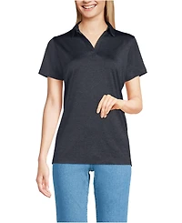 Lands' End Women's Rapid Dry Short Sleeve Space Dye Sport Neck Polo Shirt