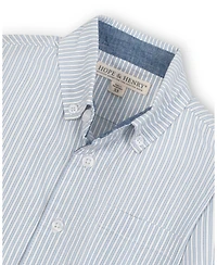 Hope & Henry Little and Big Boys' Organic Stretch Poplin Long Sleeve Button Down Shirt