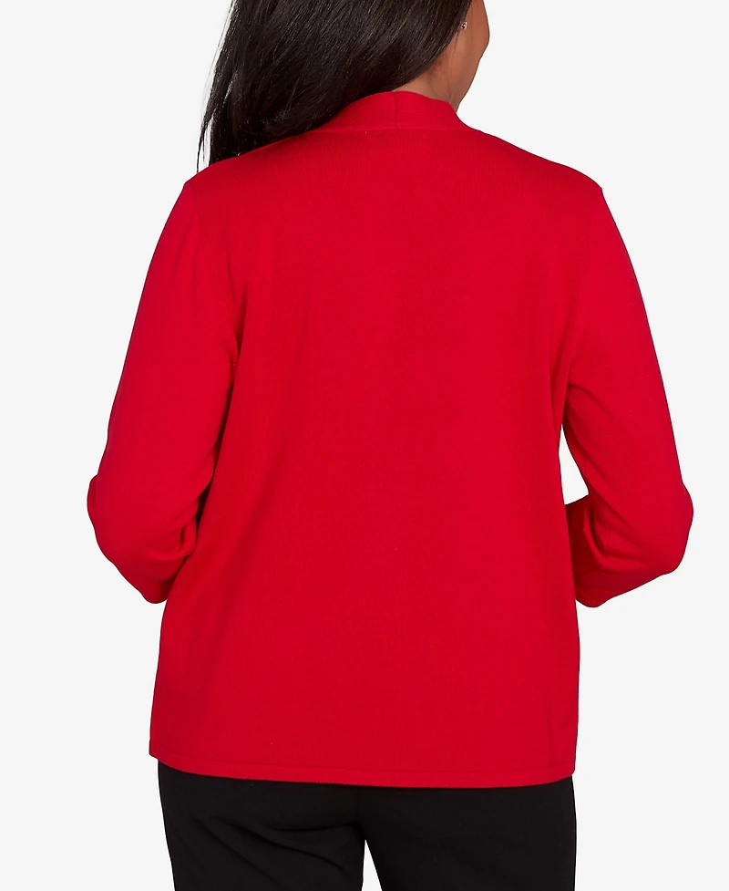 Alfred Dunner Petite Jet Setter Geometric Inner Two One Sweater