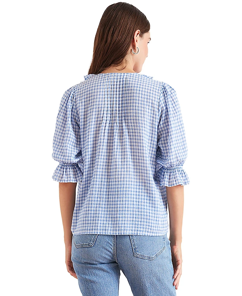 Paneros Clothing Cotton Chloe Shirt Petite Blue Plaid