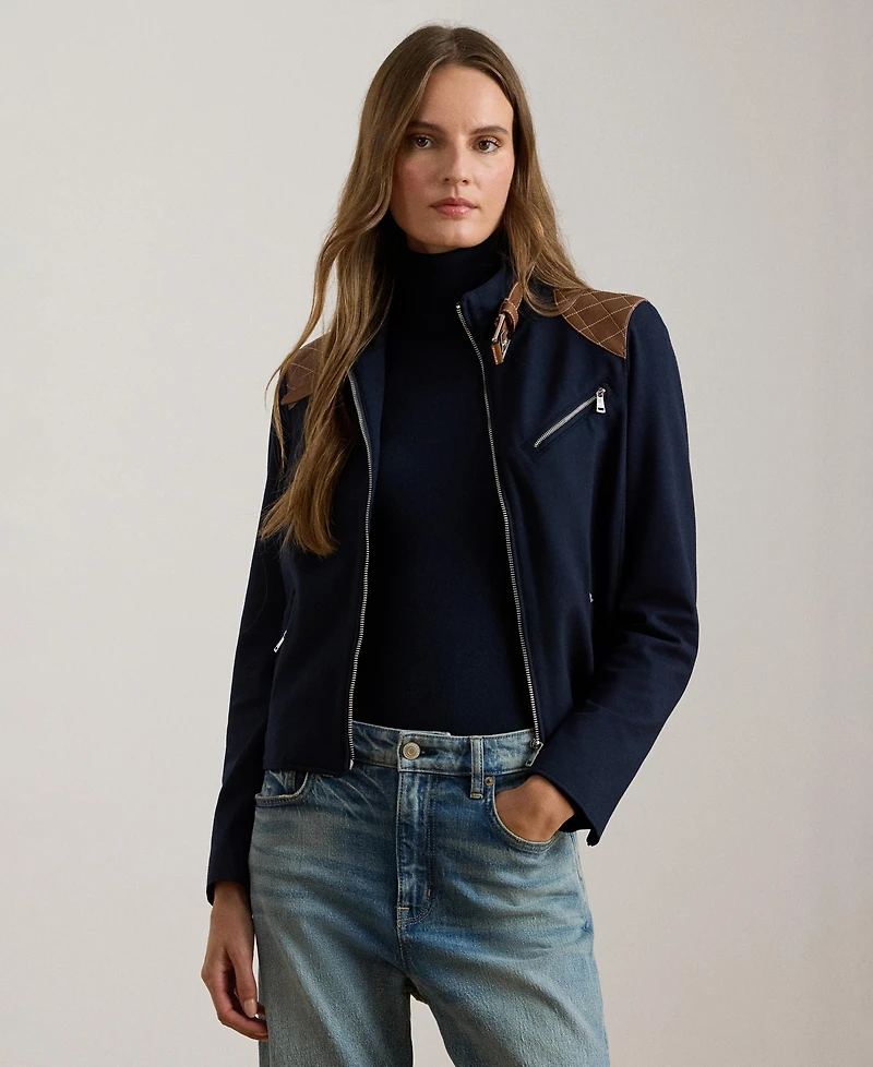 Lauren Ralph Women's Ponte Long Sleeve Moto Jacket