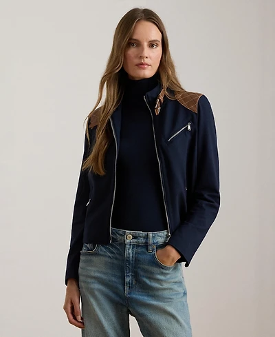 Lauren Ralph Women's Ponte Long Sleeve Moto Jacket