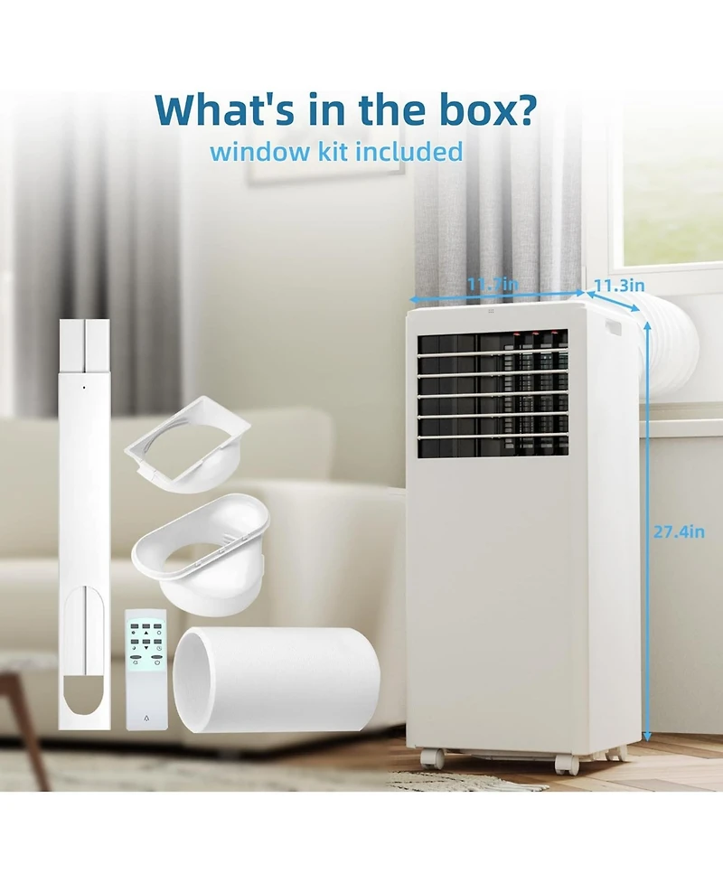 Gaomon 8,000 Btu Portable Air Conditioner - Freestanding, Low Noise, Remote Control, 24H Timer, Ideal for Bedroom, Dorms & Indoor Rooms
