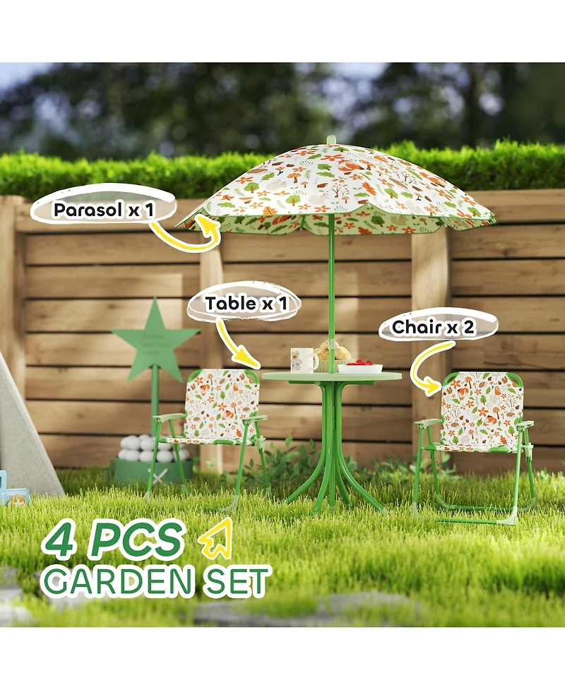 Qaba Kids Picnic Table and Chair Set, Activity with Chairs, Umbrella