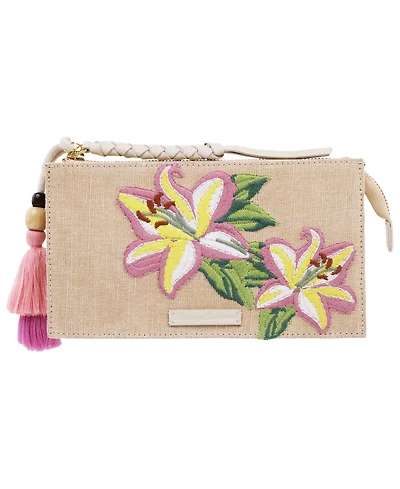 Tommy Bahama Zip Top Embroidered Floral Clutch