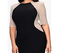Xscape Plus Short Sleeve Sheath Dress