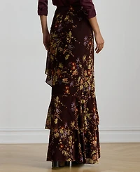 Lauren Ralph Women's Floral Print Tiered Maxi Skirt
