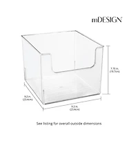 mDesign Kitchen Plastic Storage Organizer Bin with Open Front - Pack - Clear