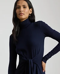 Lauren Ralph Women's Tie-Front Turtle Neck Dress