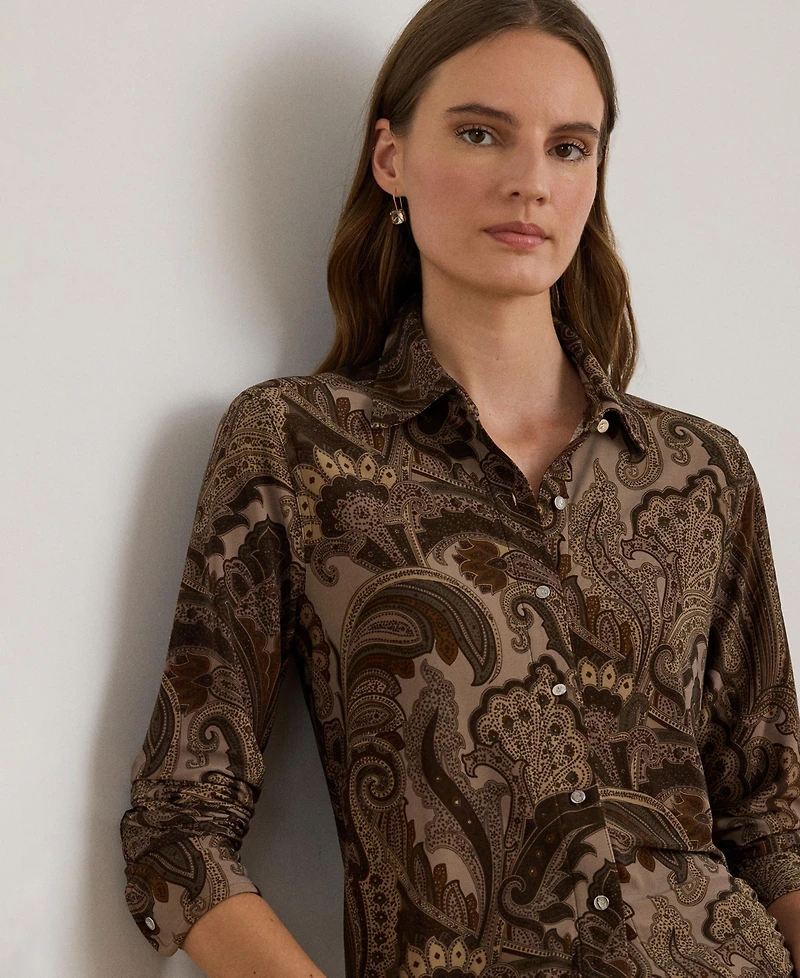 Lauren Ralph Women's Paisley Print Long Sleeve Top