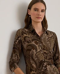 Lauren Ralph Women's Paisley Print Long Sleeve Top
