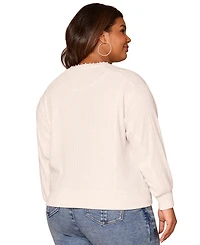 Democracy Plus Long Sleeve Crewneck Mixed Media Top