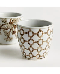 Napa Home & Garden Province Mini Flower Pots, Set of 6 - Brown & White Ceramic