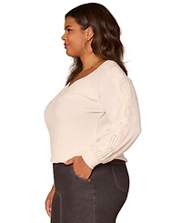 Democracy Plus Long Sleeve Cased Hem Knit Top