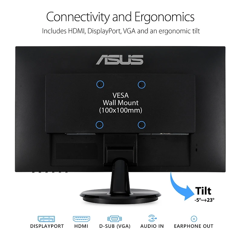 Asus VA24DQ 23.8" 16:9 Full Hd Ips Eye Care Monitor with Adaptive-Sync/FreeSync, Built-In Speakers