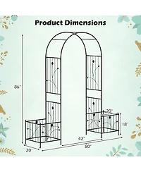 Gymax 86'' Arch Trellis for Climbing Plants w/ Planter Boxes Roses Vines for Wedding