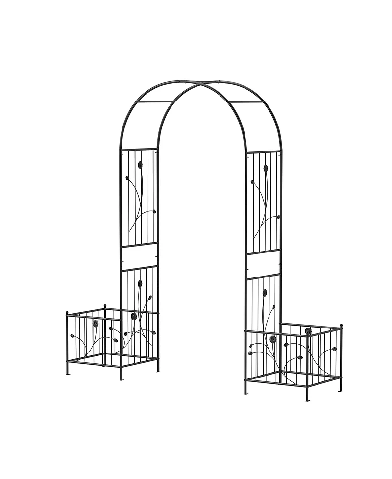 Gymax 86'' Arch Trellis for Climbing Plants w/ Planter Boxes Roses Vines for Wedding
